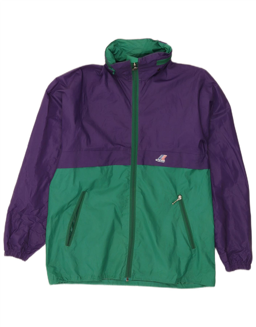 K-Way Chaqueta impermeable con capucha para hombre ES 38 Mediano Púrpura Colorblock Poliamida