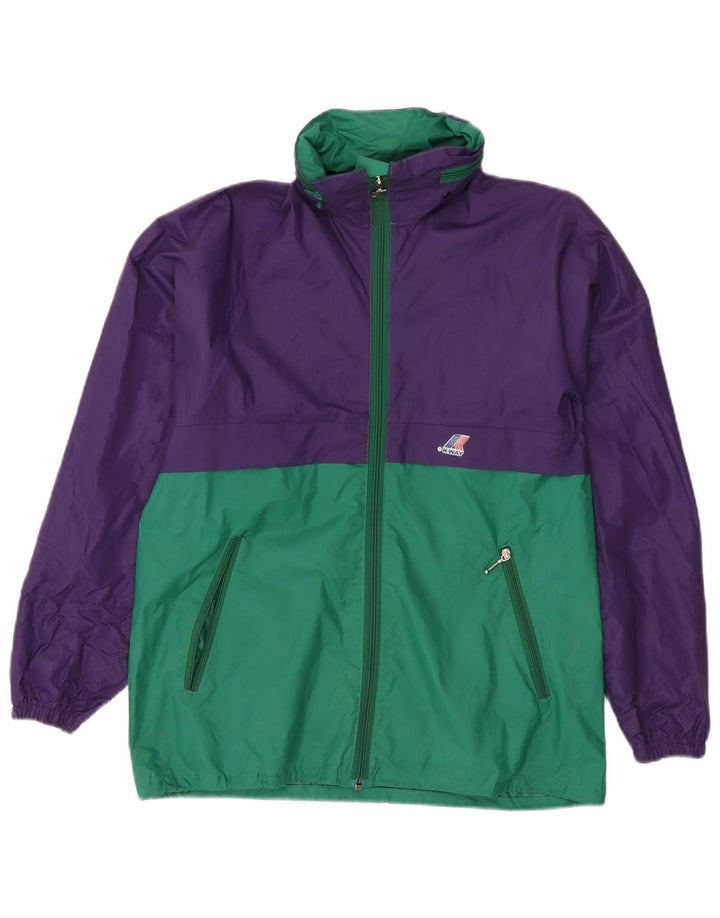 K-Way Chaqueta impermeable con capucha para hombre ES 38 Mediano Púrpura Colorblock Poliamida