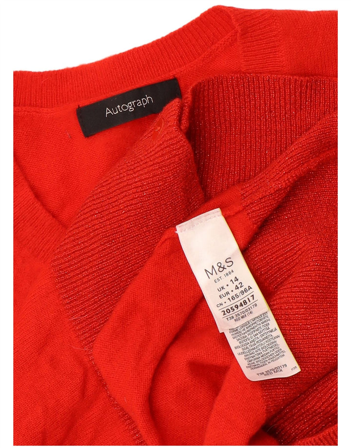Marks & Spencer Suéter tipo cárdigan autógrafo para mujer Reino Unido 44 Cachemira roja mediana