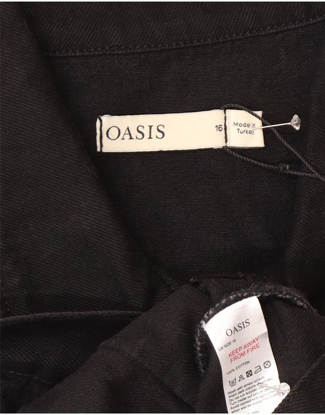 Oasis Mujer Denim Chaleco UK 46 Grande Algodón Negro