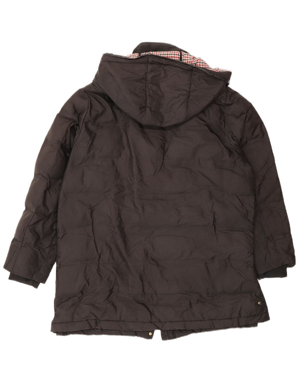 Zara Mujer Chaqueta Acolchada Con Capucha UK 46 Grande Poliéster Negro Invierno