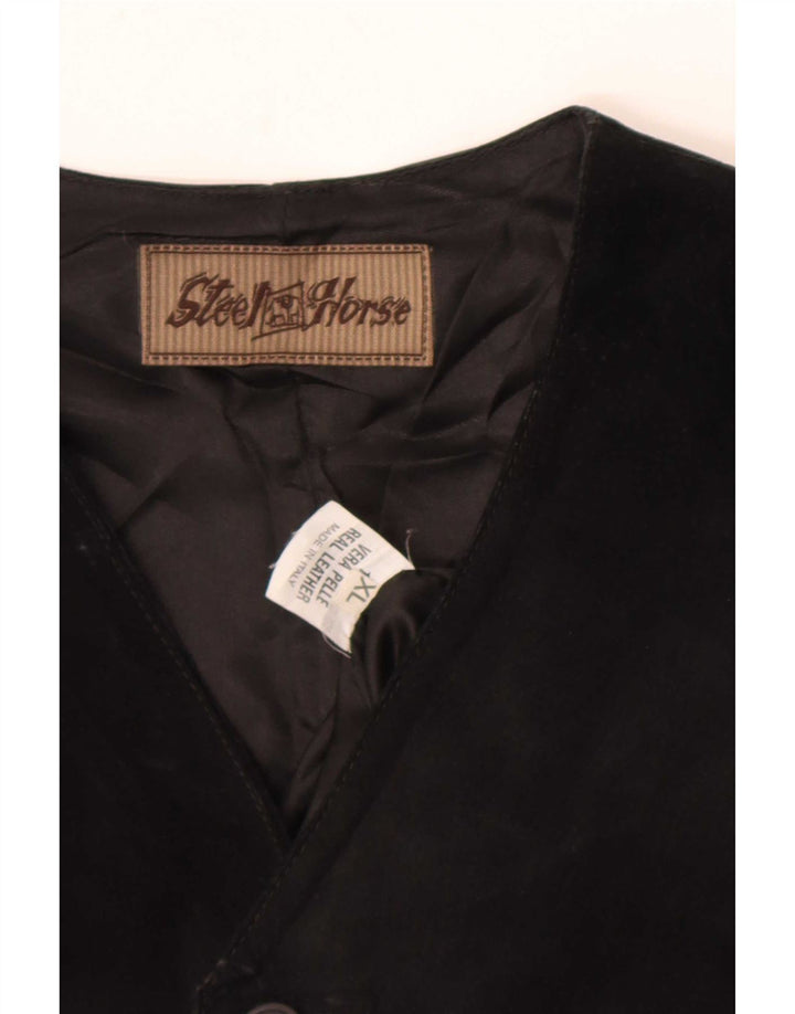 Chaleco vintage de ante para hombre XL cuero negro