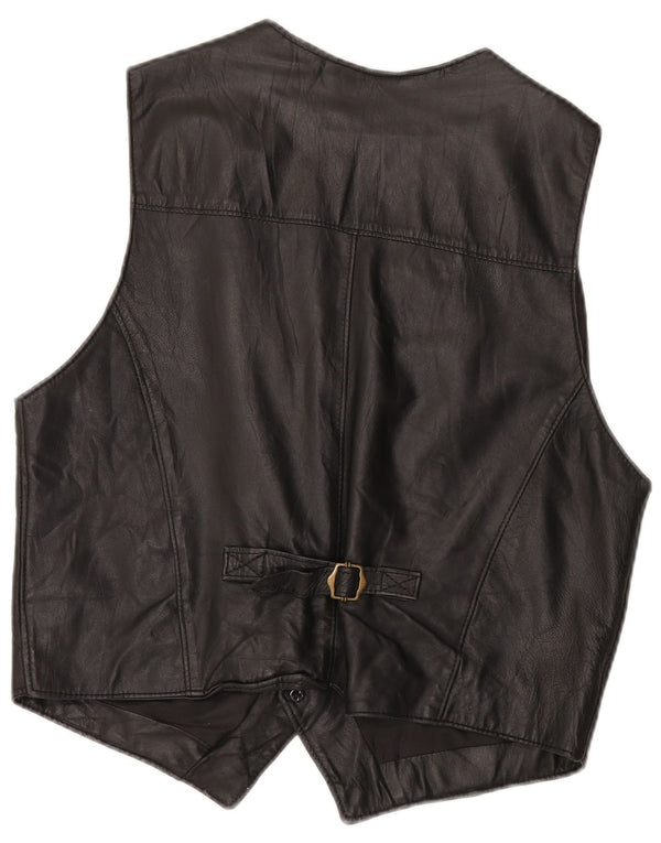 Chaleco de cuero vintage para hombre XL cuero negro