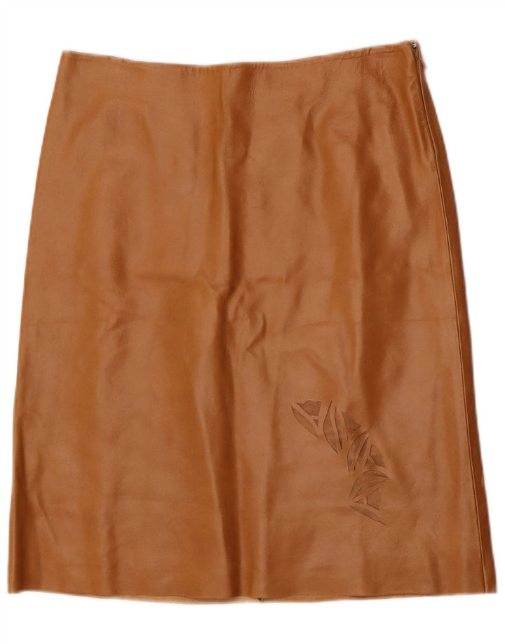 Falda de cuero vintage para mujer IT 44 Medio W32 Cuero marrón
