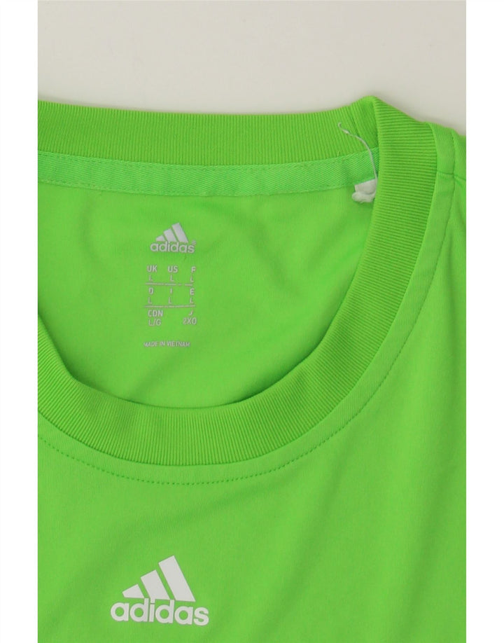 ADIDAS Mens Graphic T-Shirt Top Large Green Polyester Vintage Adidas and Second-Hand Adidas from Messina Hembry 