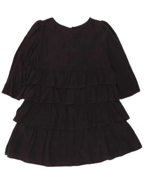 Zara Mujer Vestido Escalonado De Manga 3/4 UK 40 XL Negro