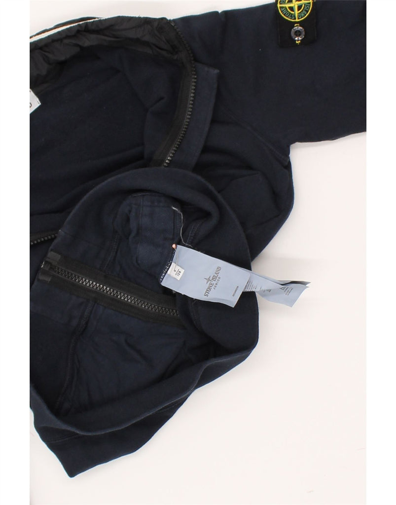 STONE ISLAND Boys Hooded Tracksuit Top Jacket 7-8 Years Navy Blue Cotton Vintage Stone Island and Second-Hand Stone Island from Messina Hembry 
