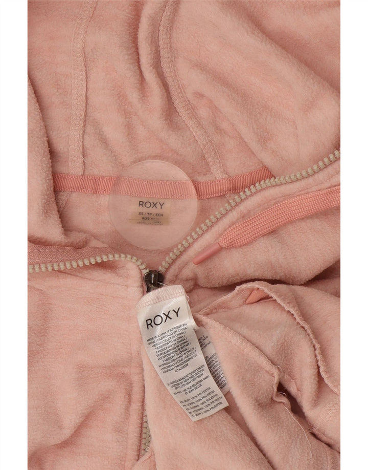 ROXY Chaqueta polar con capucha para mujer UK 6 XS Poliéster moteado rosa