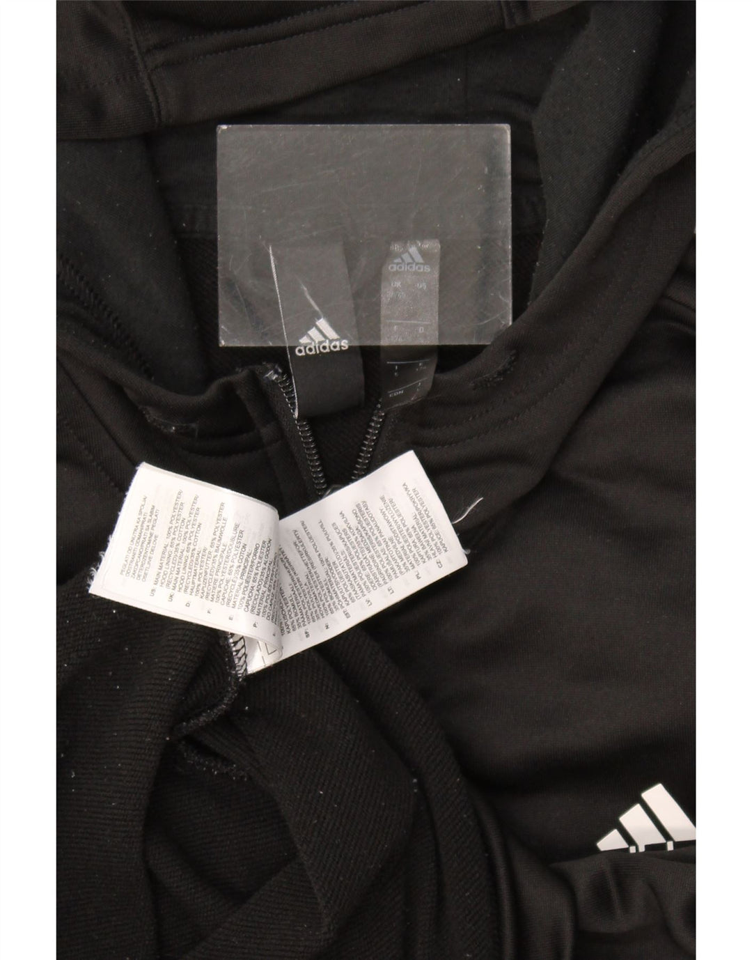 Adidas Sudadera con capucha y cremallera para hombre UK 38/40 Mediano Negro Poliéster