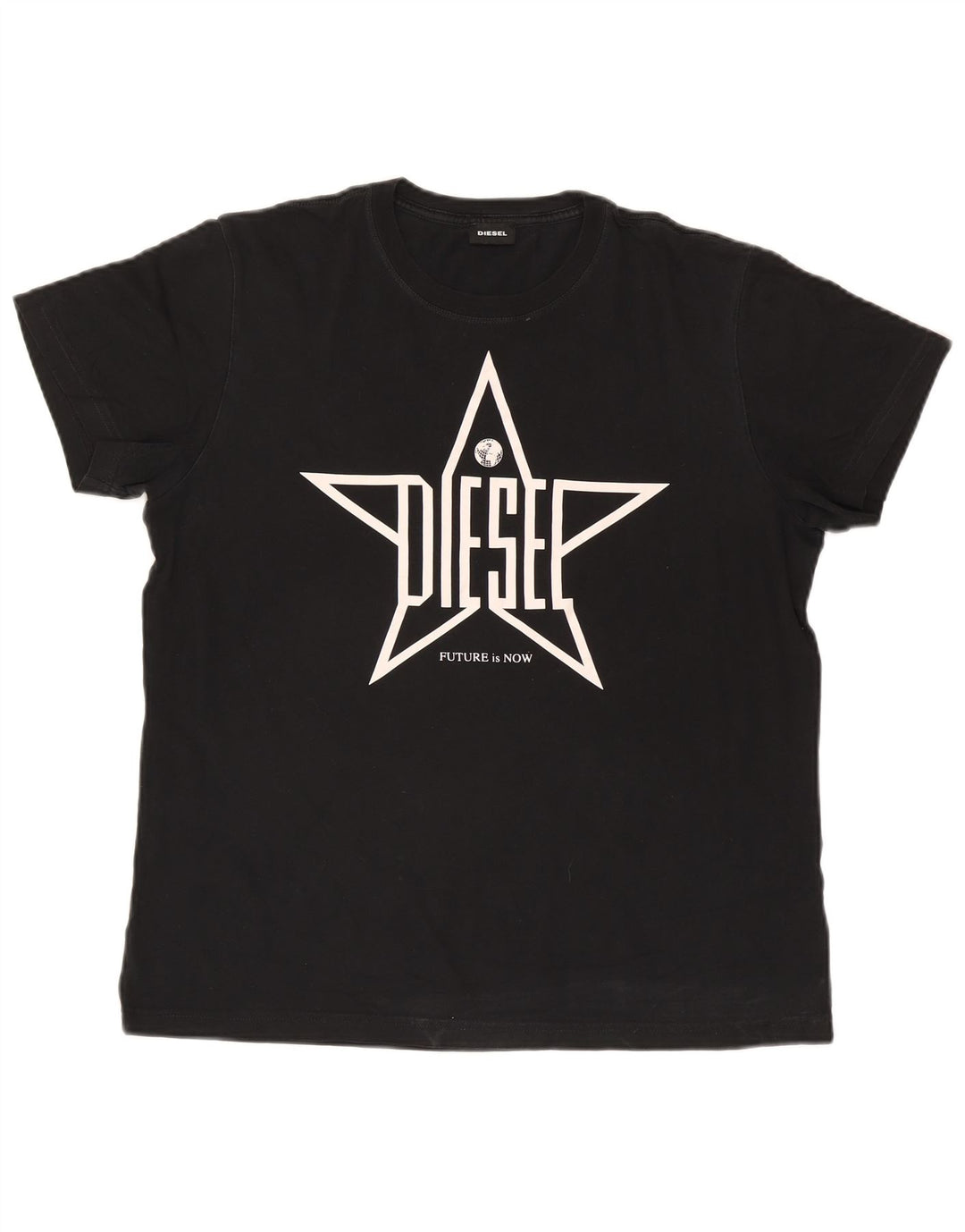 Diesel Hombre Camiseta Gráfica Top Grande Algodón Negro