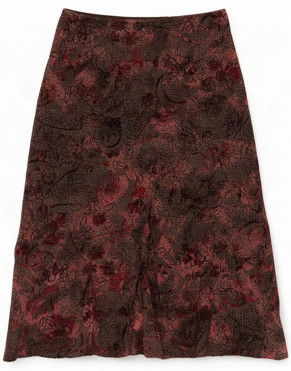Marks & Spencer Falda acampanada Per Una para mujer UK 8 Small W30 Marrón Floral
