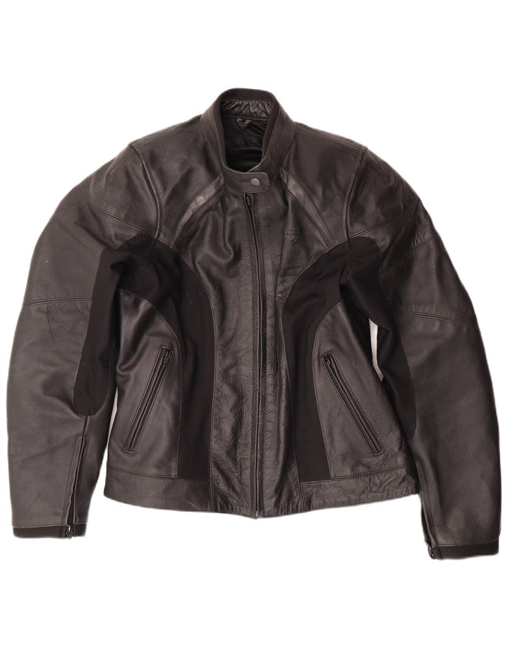 LEWIS Chaqueta motera de cuero para mujer UK 40 XL Cuero negro