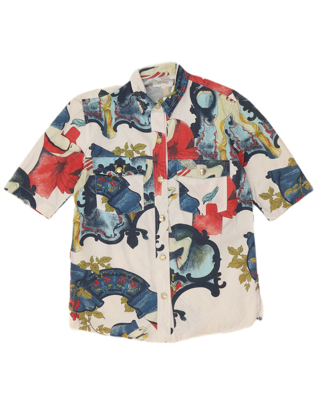 Otto Kern Mujer Reino Unido 42 Algodón floral blanco mediano