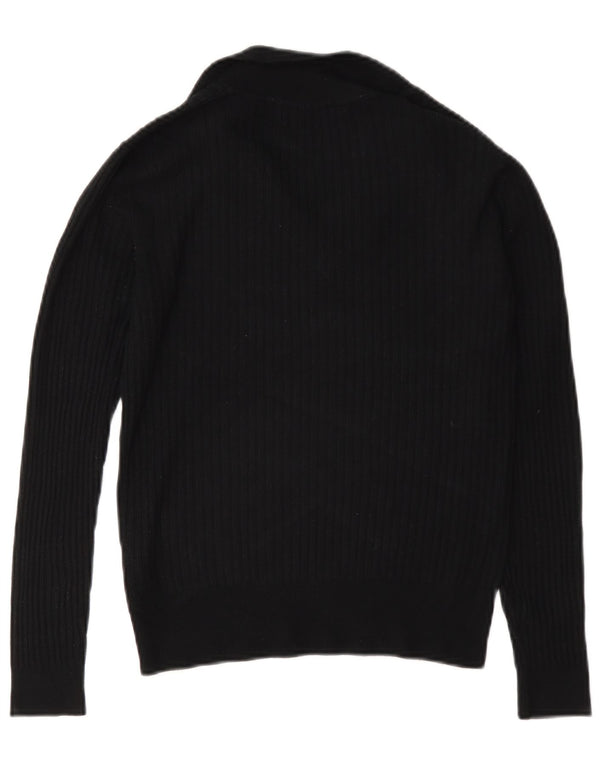 Marks & Spencer Suéter tipo jersey con cuello tipo polo para mujer UK 8 Small Viscosa negra