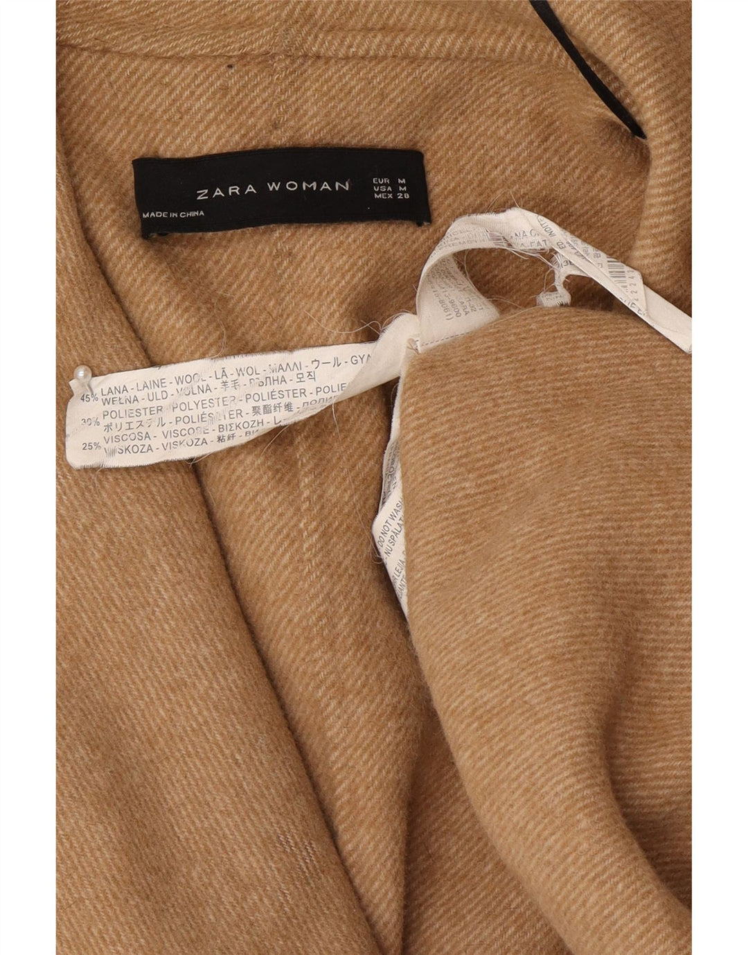 Zara Mujer Abrigo Extragrande UK 44 Lana Beige Medio