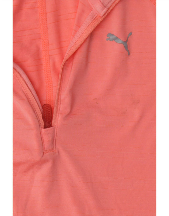 PUMA Top con cuello y cremallera para mujer, manga larga, talla 8, poliéster rosa pequeño