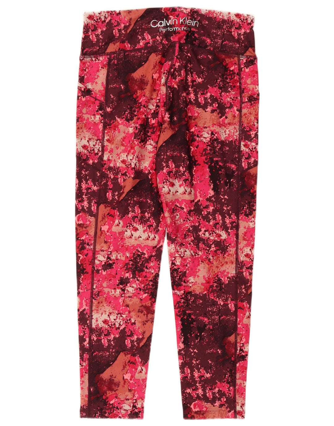 CALVIN KLEIN Leggings con estampado abstracto para mujer, talla 44, nailon burdeos grande