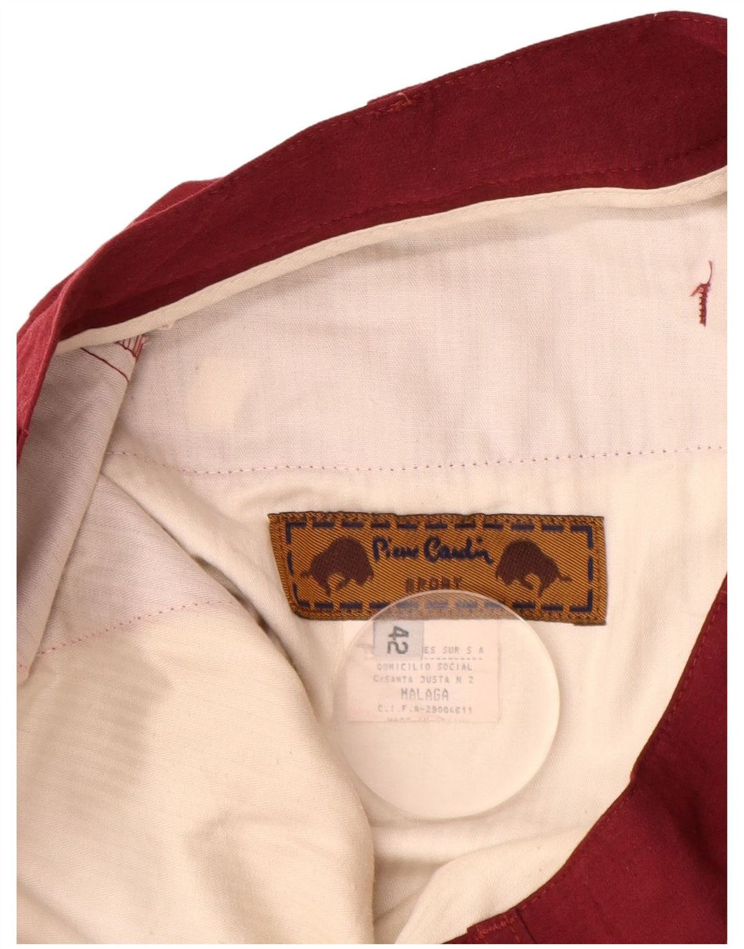 PIERRE CARDIN Pantalones cortos chinos con pinzas para mujer IT 42 Medium W30 Algodón burdeos