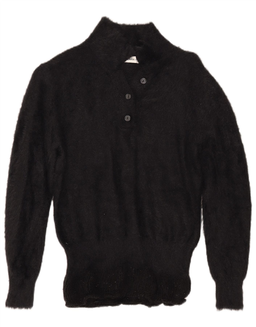 ZARA Suéter tipo jersey con cuello tipo polo para mujer Reino Unido 44 Mediano Negro