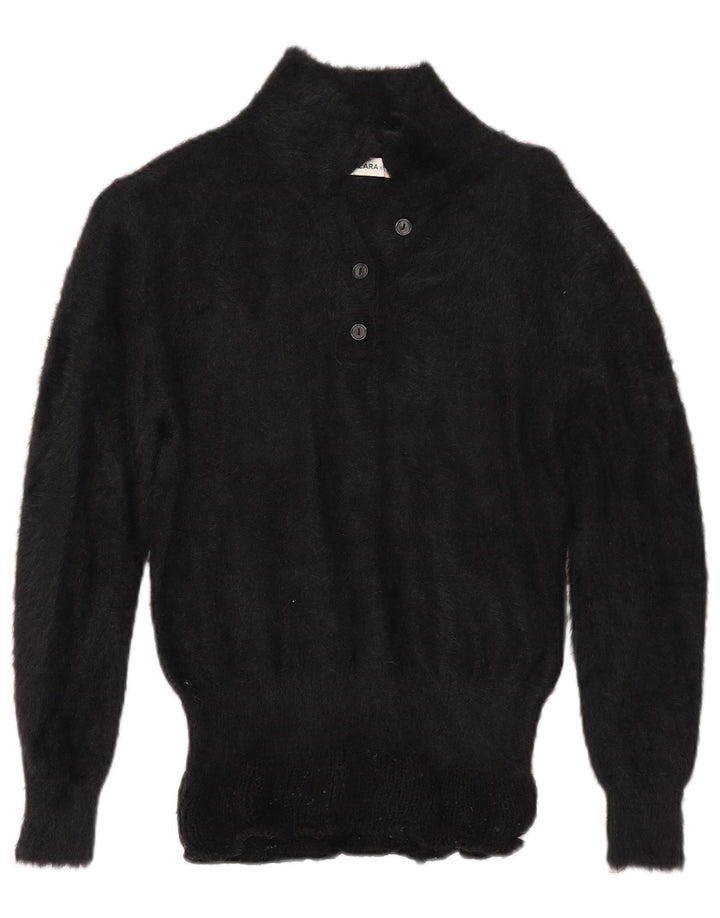ZARA Suéter tipo jersey con cuello tipo polo para mujer Reino Unido 44 Mediano Negro