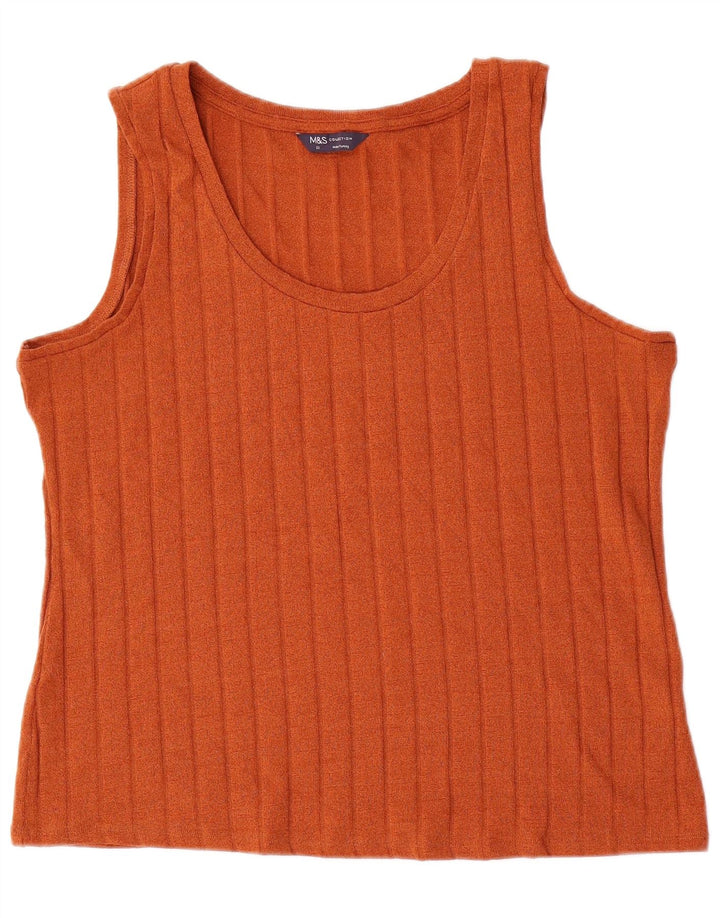 Marks & Spencer Camiseta sin mangas para mujer UK 22 3XL Naranja Poliéster