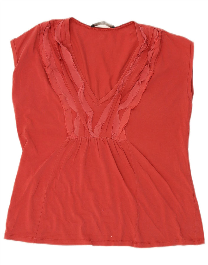 Max Mara Top corto sin mangas de fin de semana para mujer Reino Unido 44 Algodón rojo grande