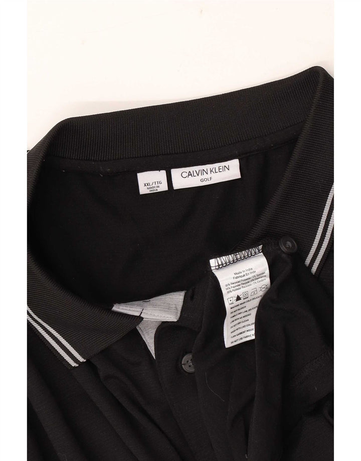 Calvin Klein Polo para hombre 2XL Poliéster a rayas negras