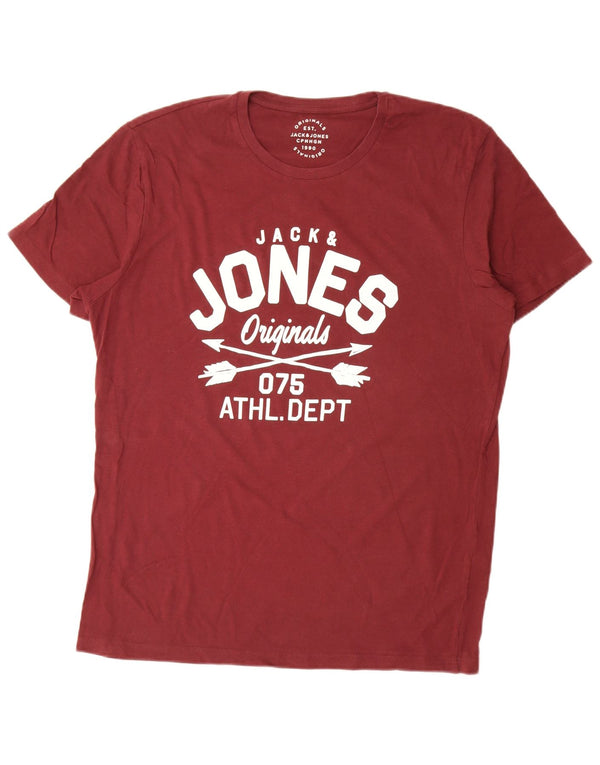 Jack & Jones Hombre Camiseta Gráfica Top XL Granate Algodón