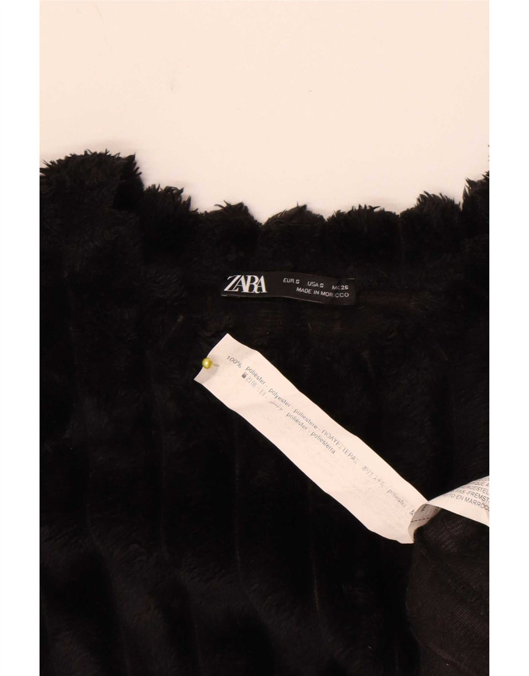 Zara Mujer Crop Jersey De Forro Extragrande UK 8 Small Poliéster Negro