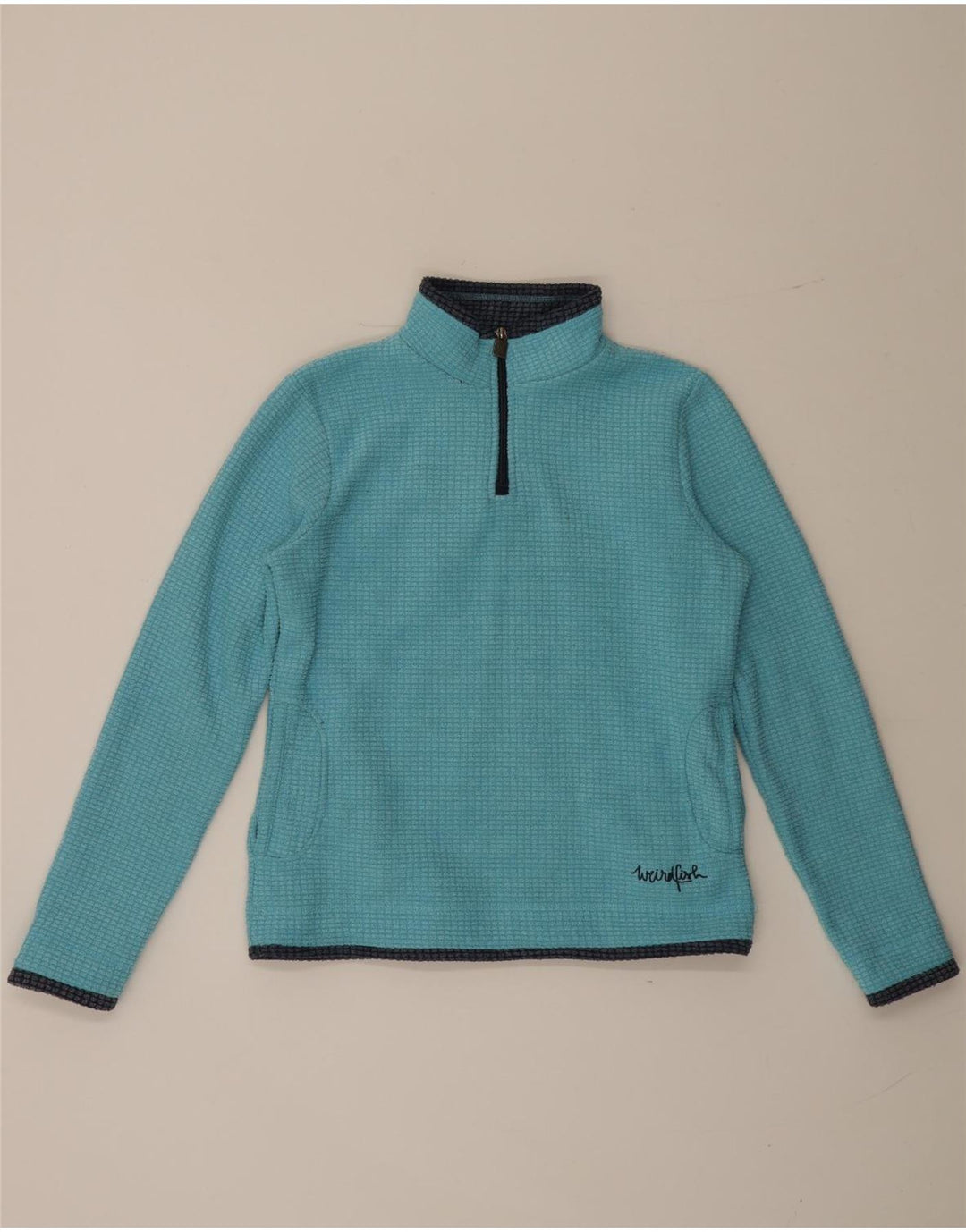 Weird Fish Jersey de forro polar con cuello y cremallera para mujer UK 40 Poliéster azul medio