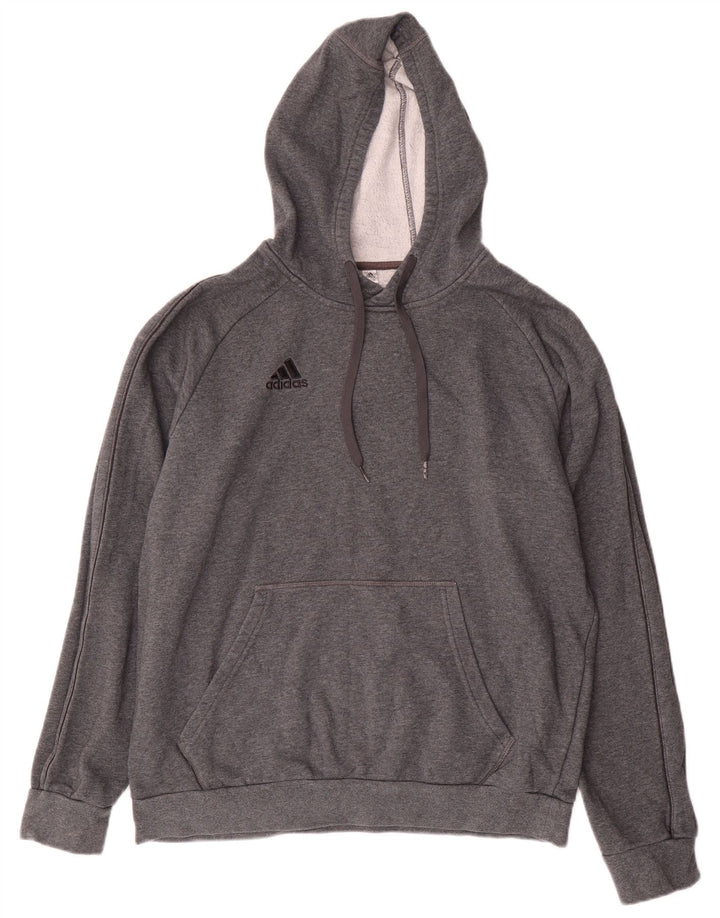 Adidas Hombre Sudadera Con Capucha Jumper Grande Gris Algodón