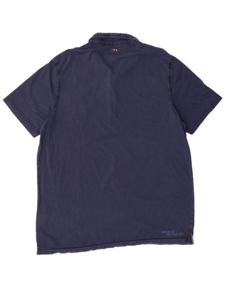 NAPAPIJRI Polo gráfico para hombre 3XL Algodón azul marino