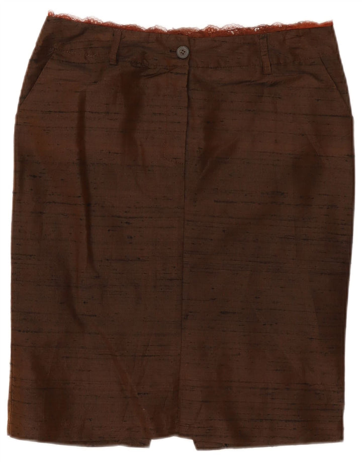 Falda lápiz vintage para mujer W29 marrón medio moteado