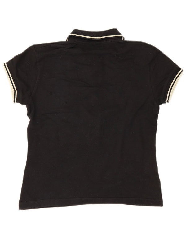 Lee Polo Corto para Mujer UK 44 Grande Algodón Negro