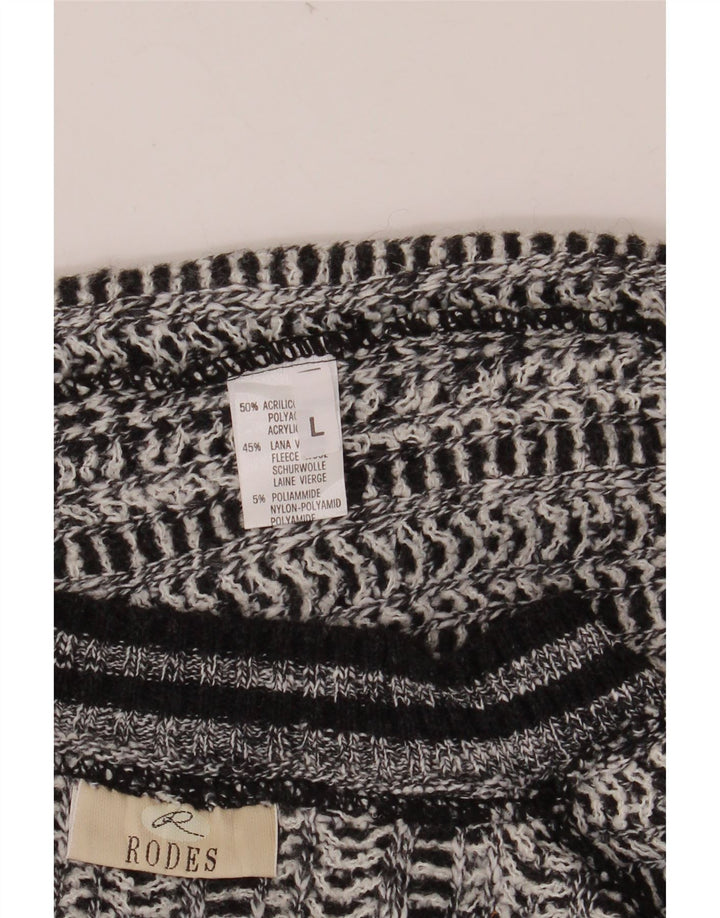 RODES Suéter con cuello en V para hombre Acrílico a rayas grises grandes