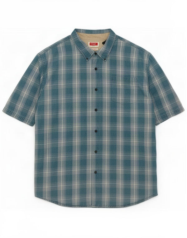 Wrangler Camisa De Manga Corta Para Hombre 3XL Algodón A Cuadros Azul
