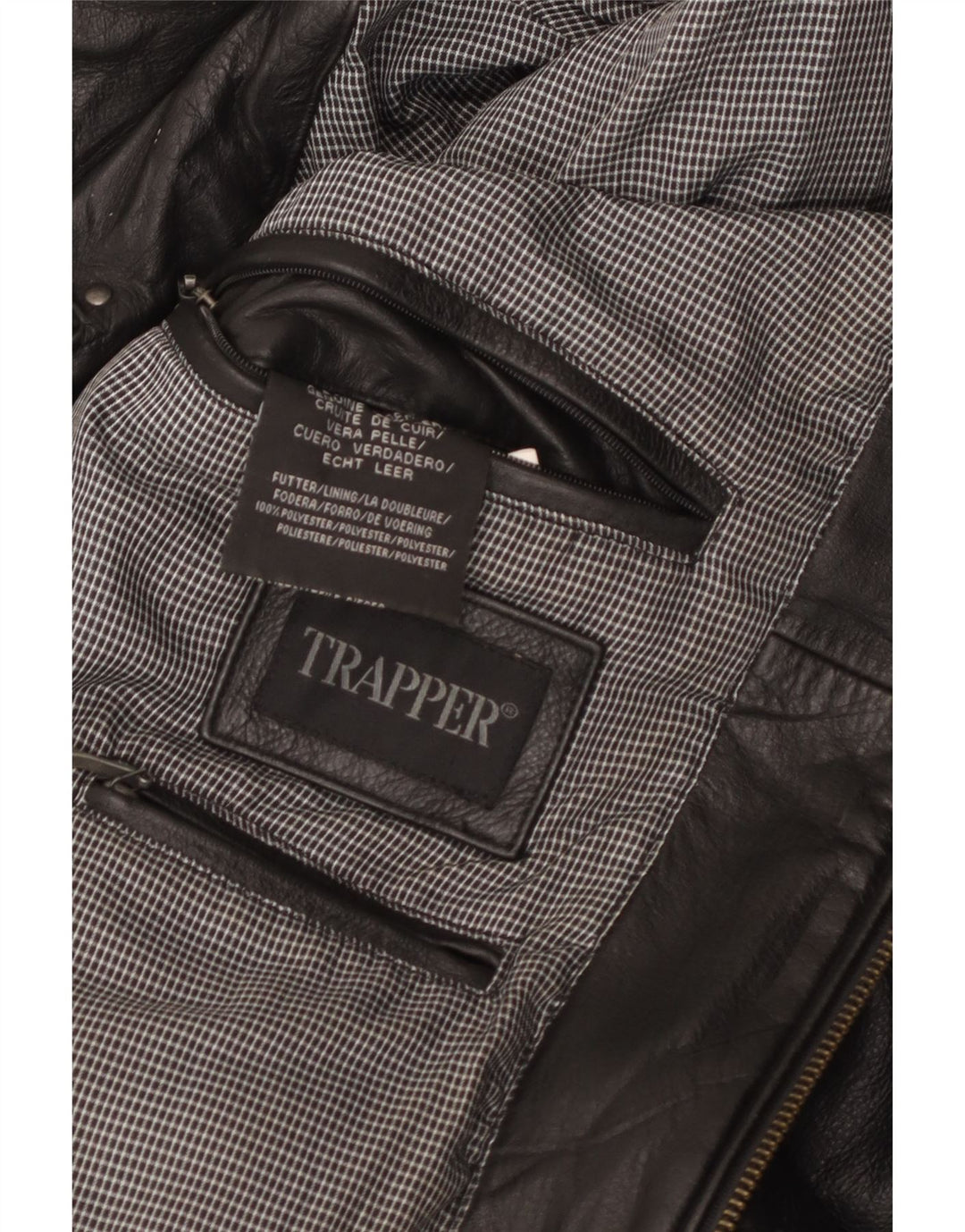 Trapper Chaqueta de cuero para hombre IT 50 Cuero negro grande