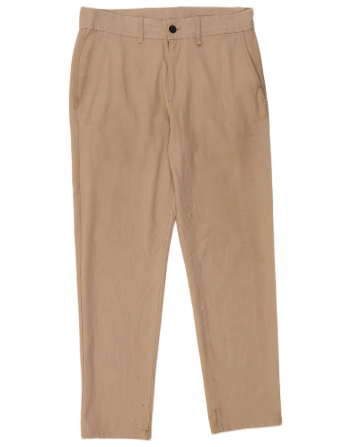 Zara Mens Slim Chino Pantalones EU 38 Small W30 L28 Beige Poliéster
