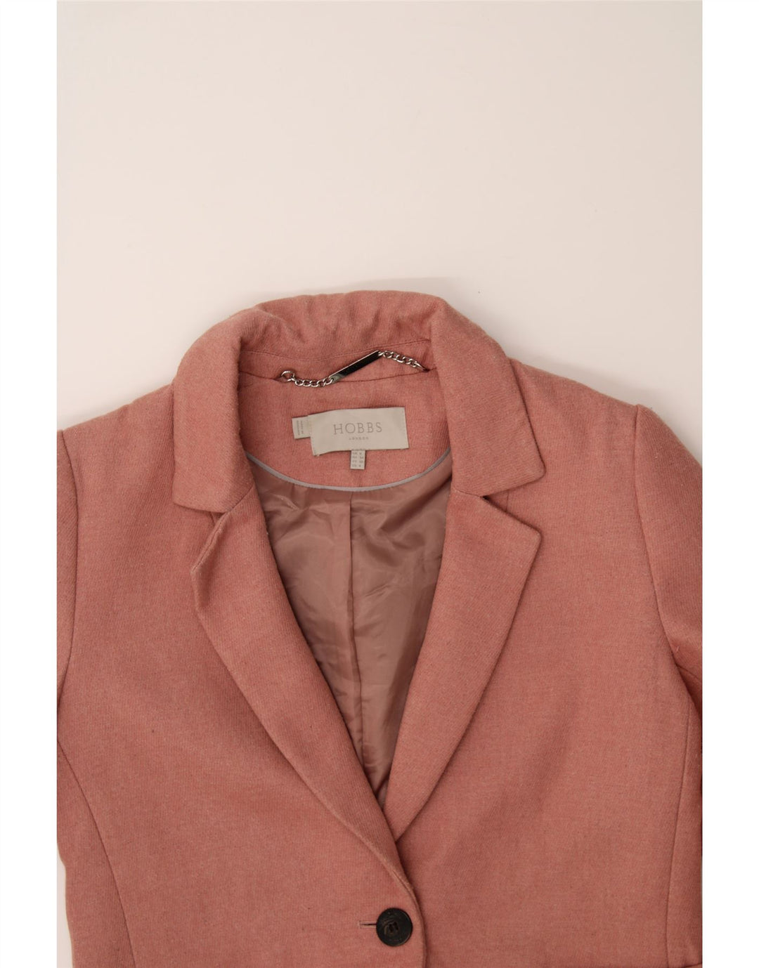HOBBS Womens Longline 1 Button Blazer Jacket UK 8 Small Pink Polyester Vintage Hobbs and Second-Hand Hobbs from Messina Hembry 