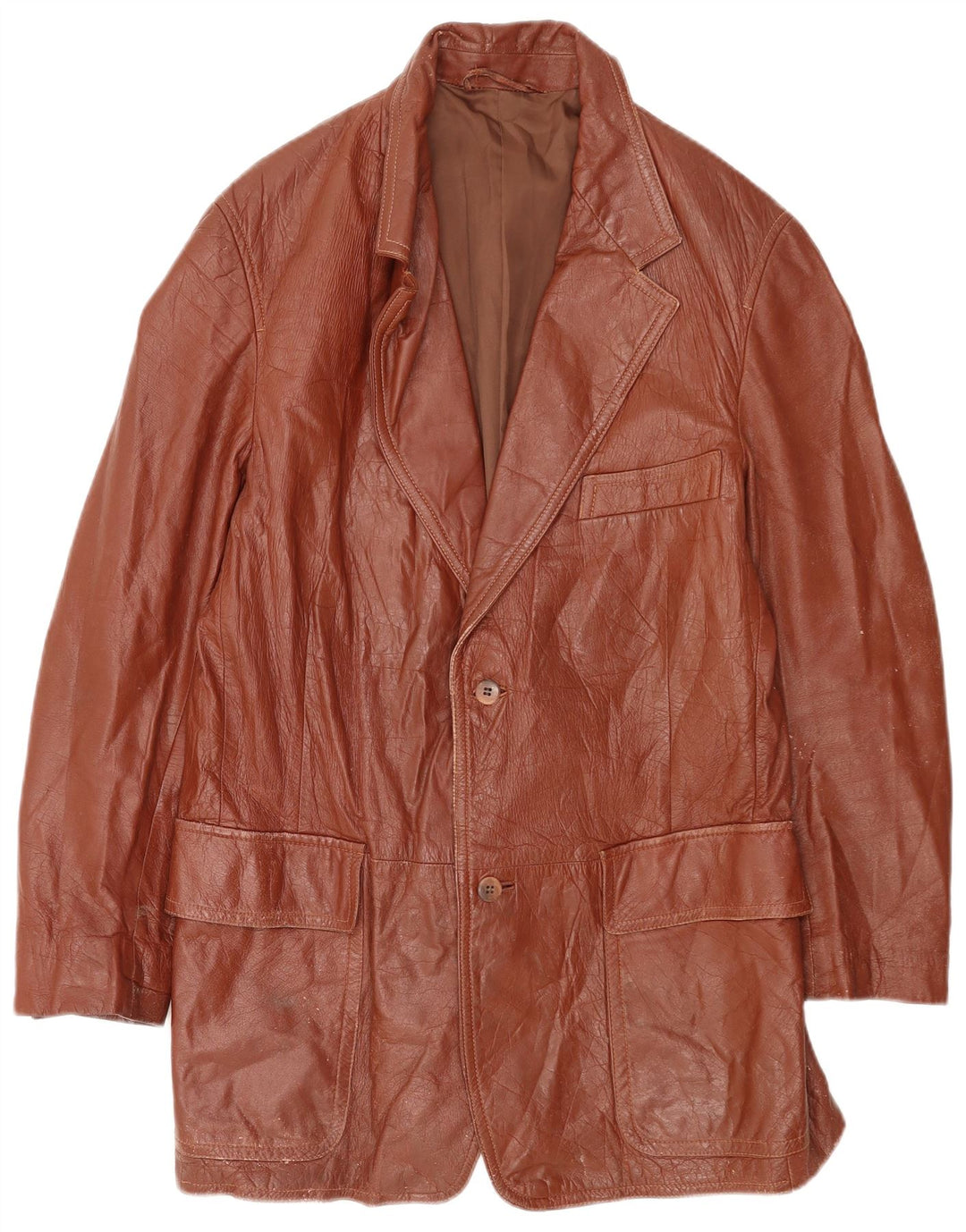 Vintage chaqueta de cuero para hombre Reino Unido 40 cuero marrón grande