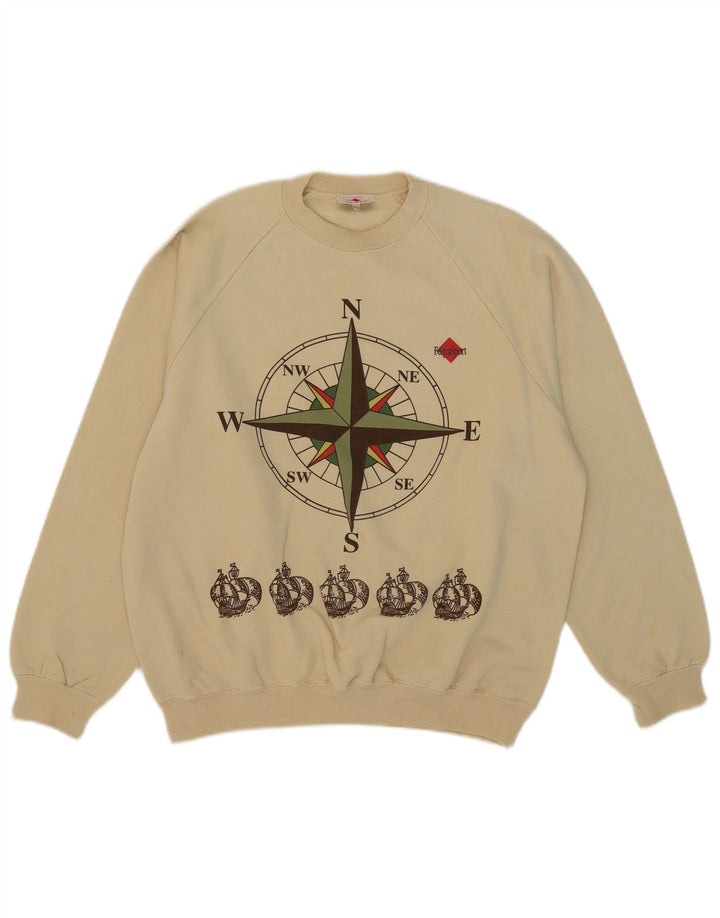 Parmalat Hombre Sudadera Estampada Jersey Grande Algodón Beige