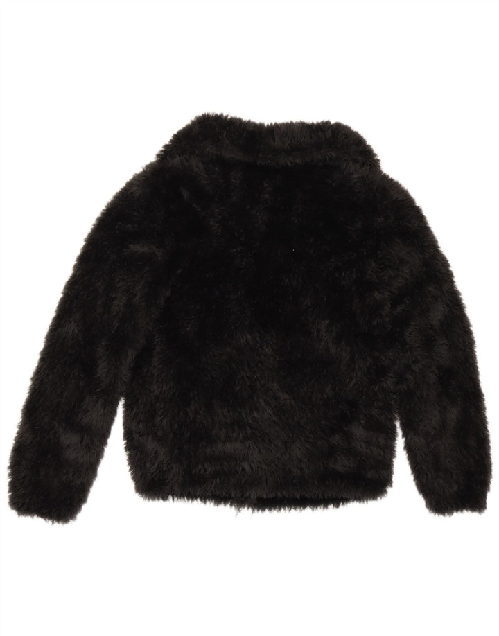Vintage mujer chaqueta de piel sintética Reino Unido 10 pequeño negro