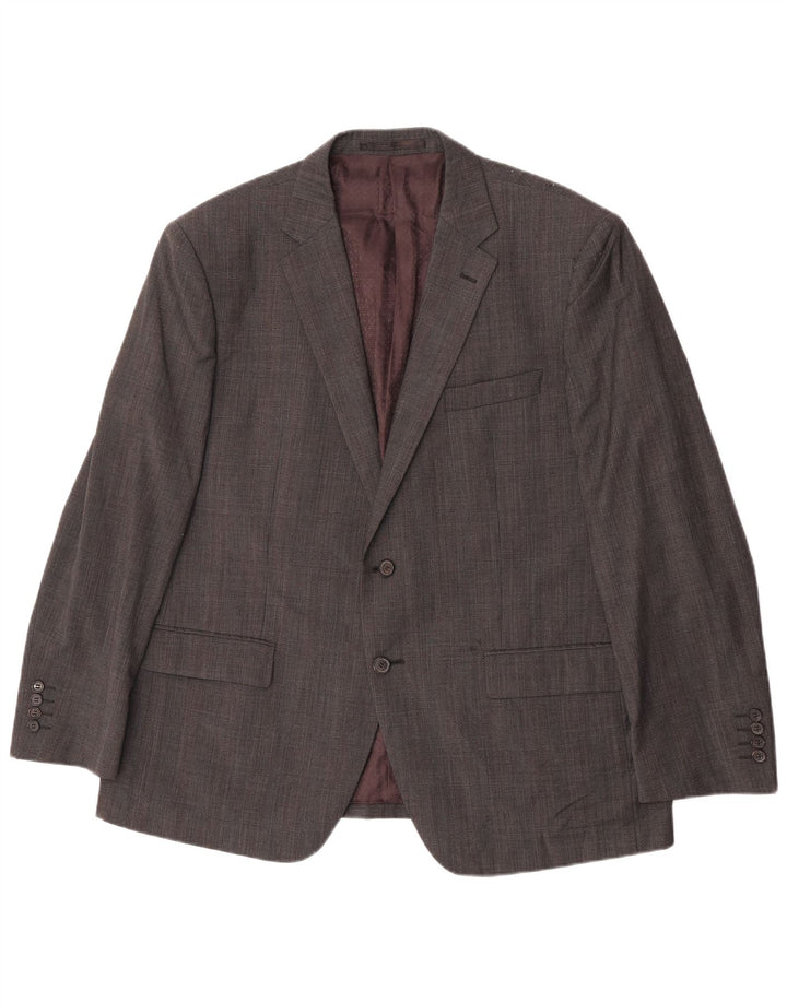 Marks & Spencer Chaqueta tipo blazer de 2 botones para hombre UK 46 XL Lana a cuadros gris