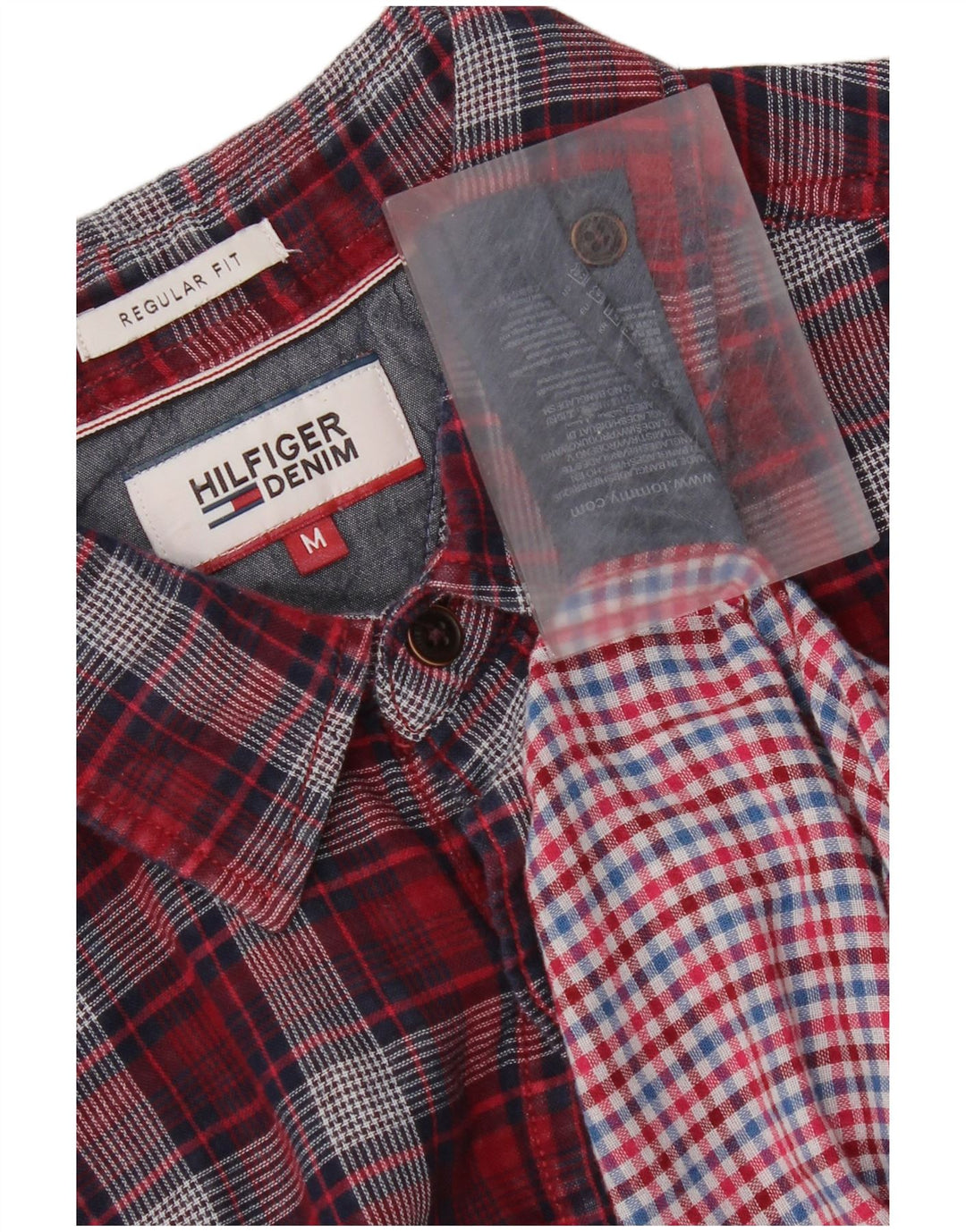 Tommy Hilfiger Camisa de franela de corte regular de algodón a cuadros rojos medianos para hombre
