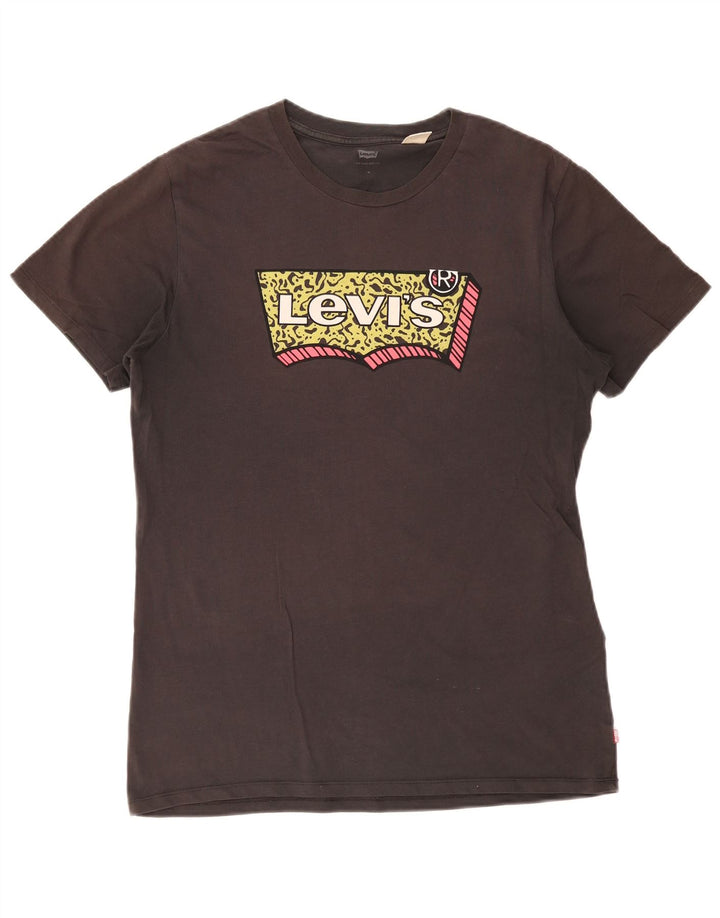 Levi's Hombre Camiseta Gráfica Top Algodón Gris Medio