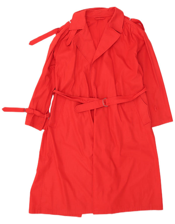 VINTAGE Gabardina para mujer Reino Unido 14 Poliéster rojo medio