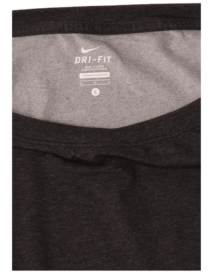 Nike Mujer Dri Fit Top Manga Larga UK 46 Grande Gris Moteado Poliéster
