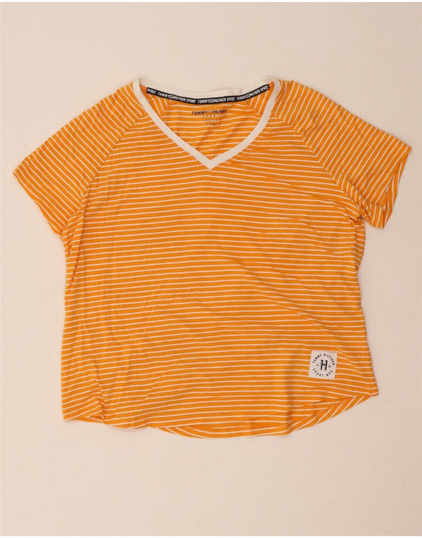 Tommy Hilfiger Camiseta gráfica para mujer Top UK 40 Grande Algodón a rayas naranja