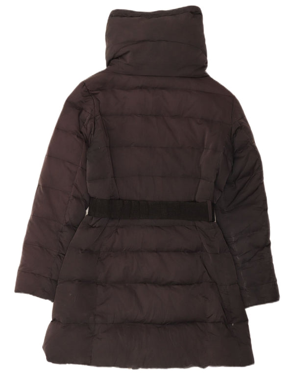 Zara Mujer Abrigo Acolchado UK 42 Mediano Negro