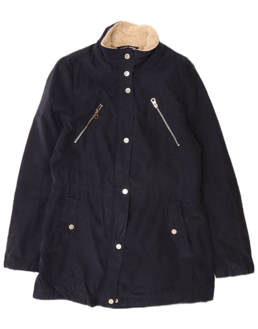 Nautica Chaqueta Sherpa para Mujer UK 10 Small Azul Marino Poliéster